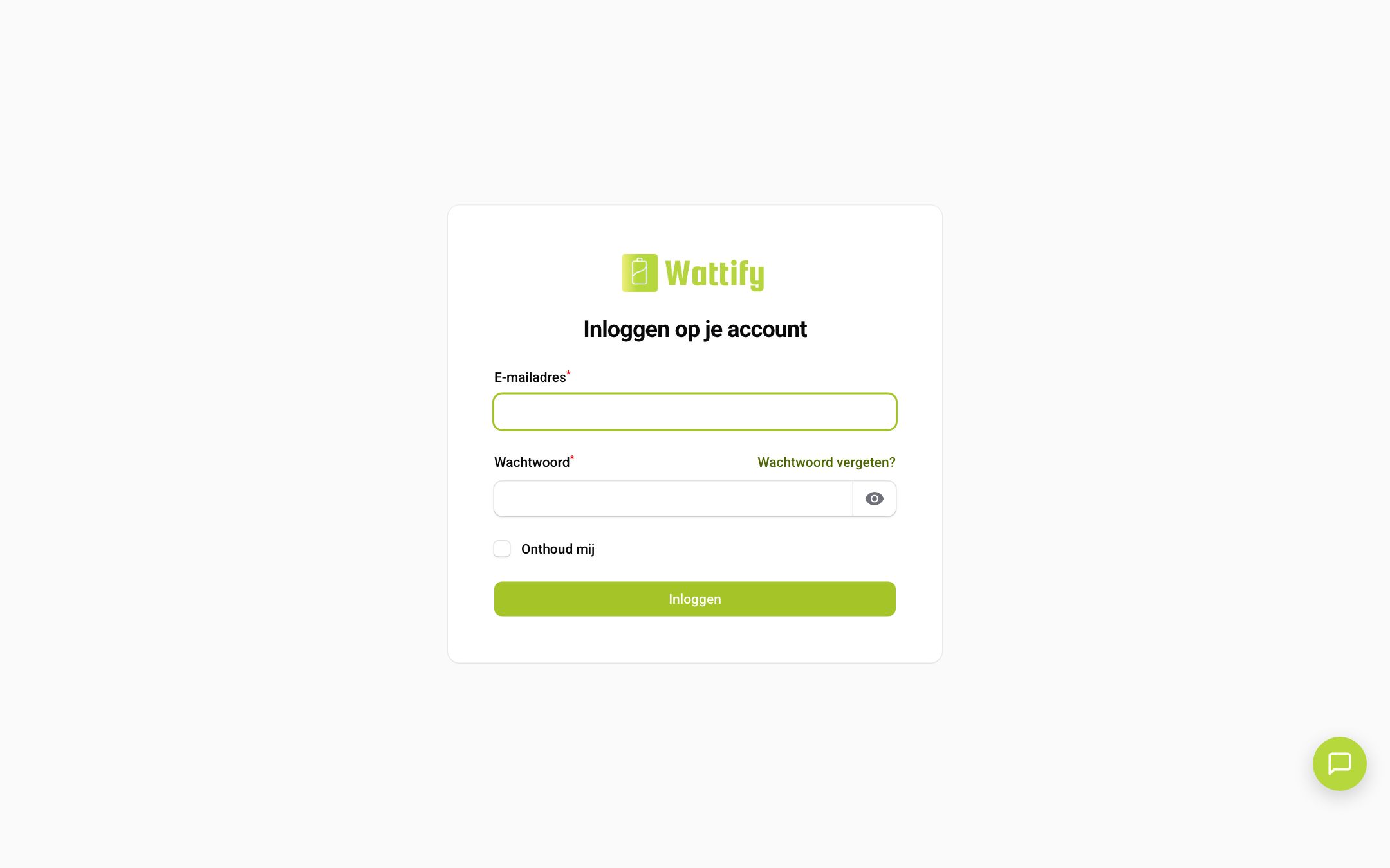 De aanmeldpagina van het portaal