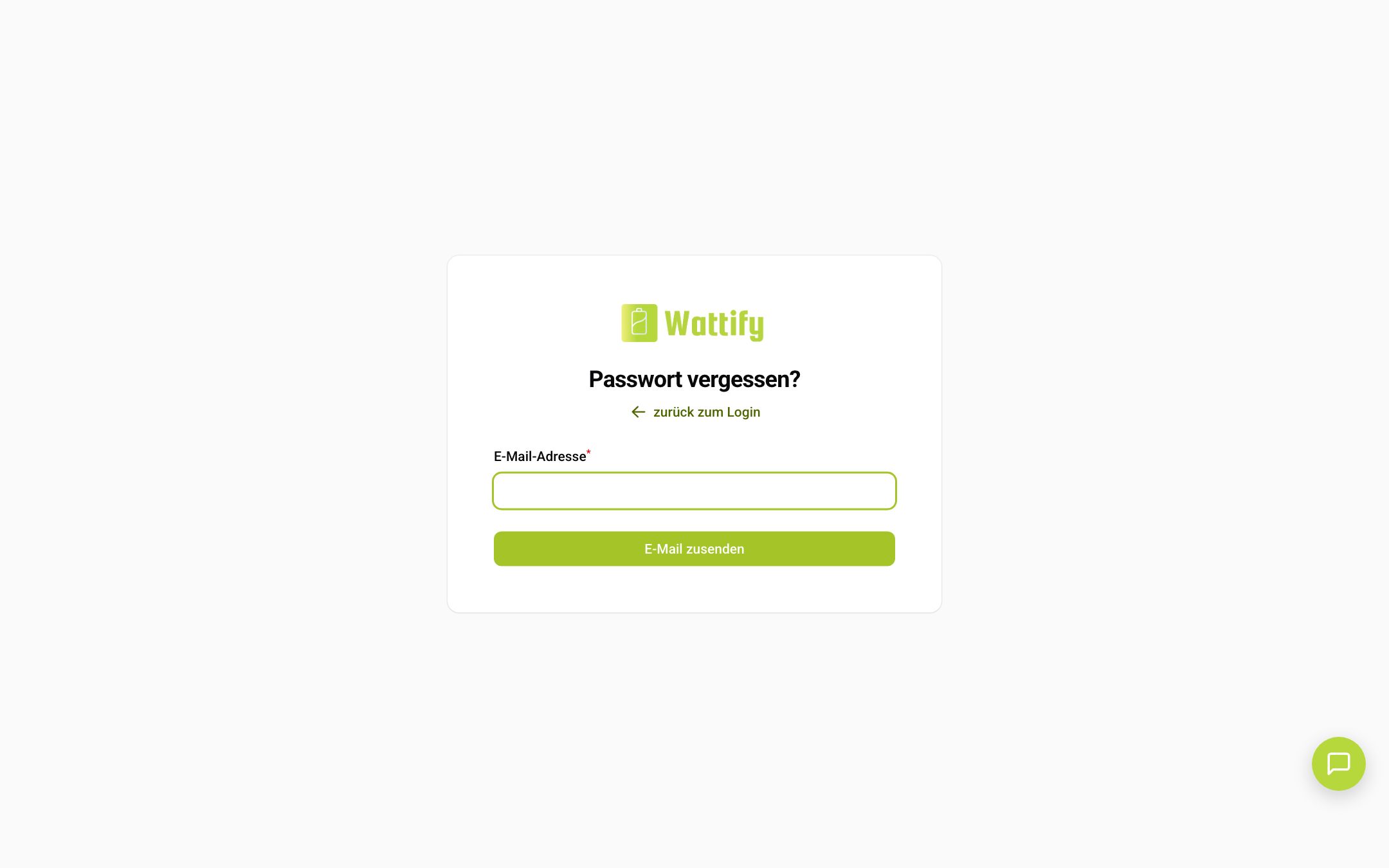 Das Formular, um ein neues Passwort anzufordern
