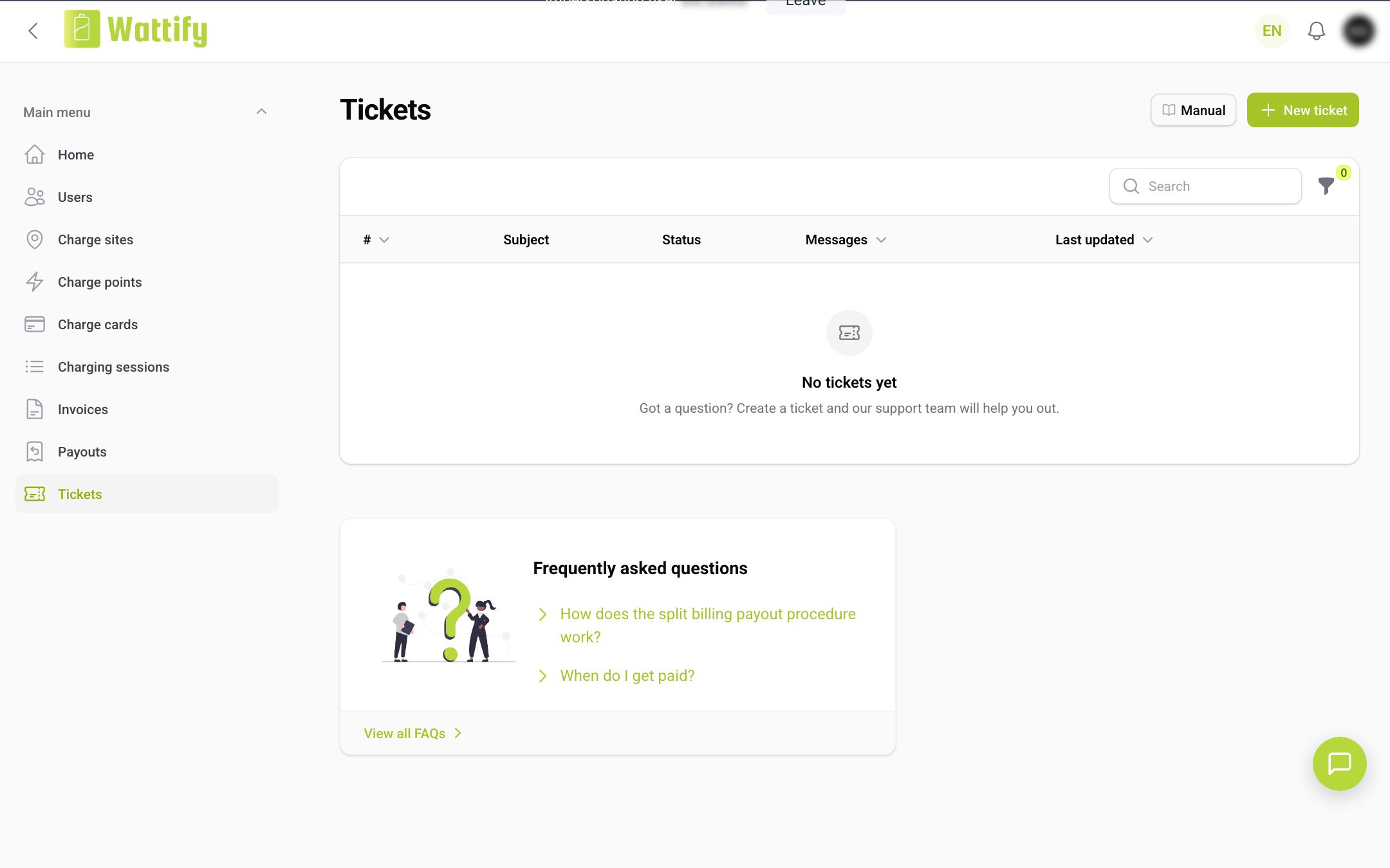 Die Übersicht Tickets